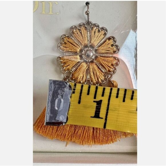 Noir Earrings Orange Tassel Drop Dangle Light Weight Floral Boho 2" Fringe NEW - Picture 9 of 15